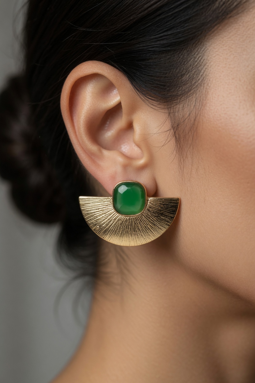 Pendientes Media Luna Verde