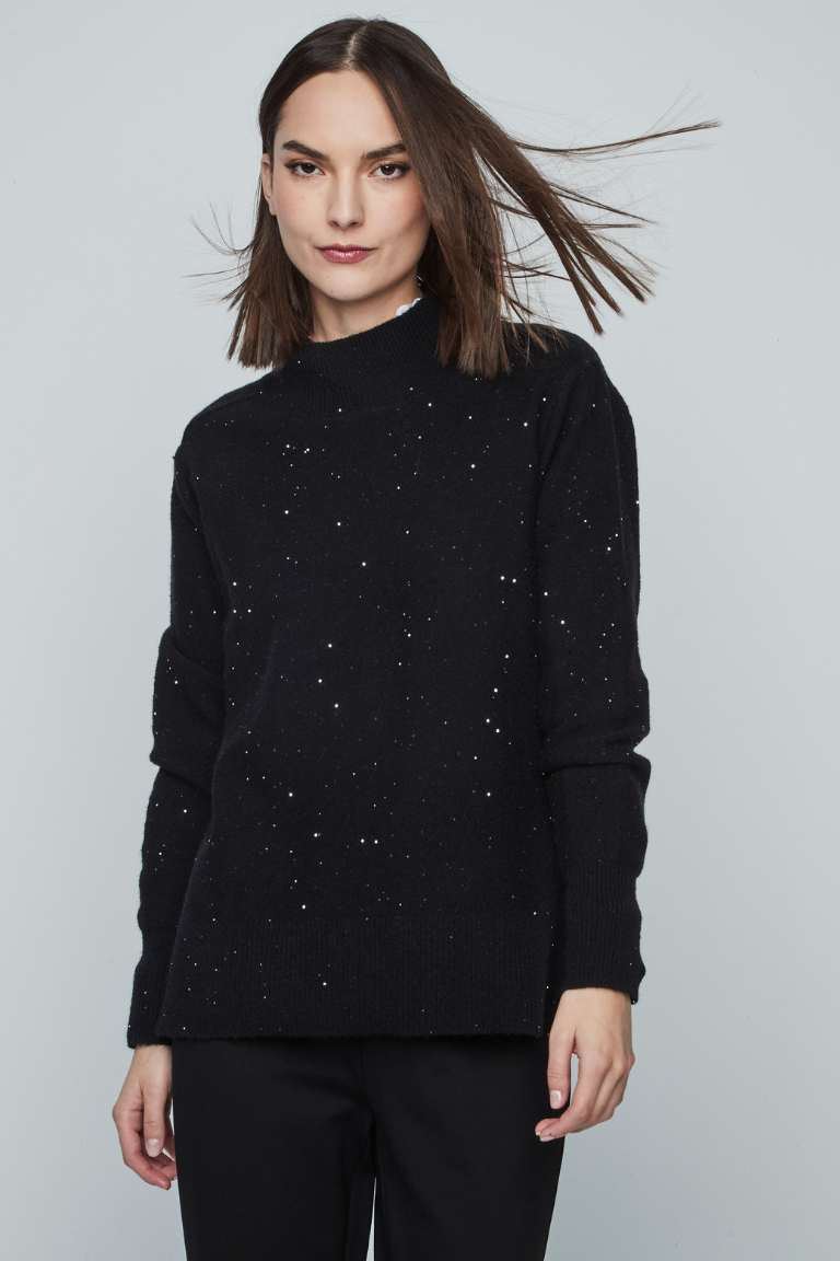 Jersey Negro Detalle Lentejuelas