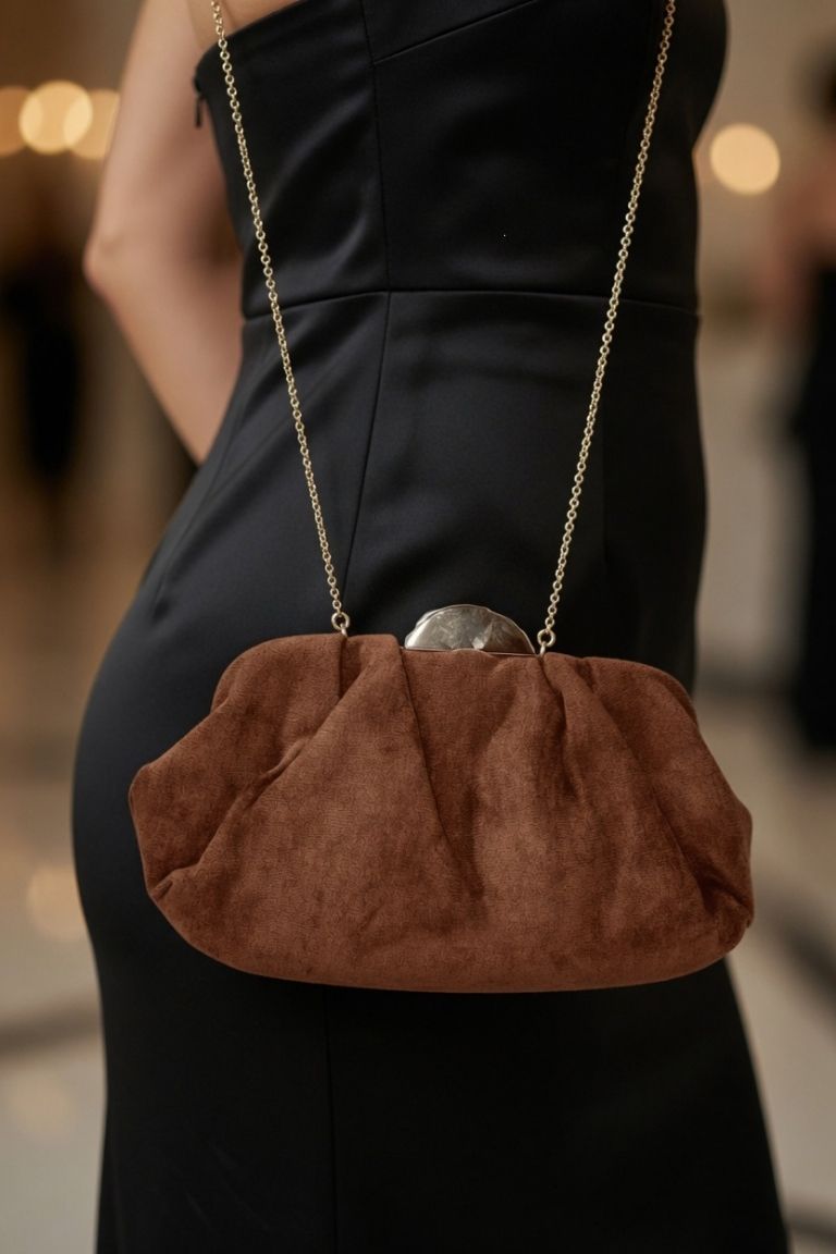 Bolso de Mano Ante Marrón
