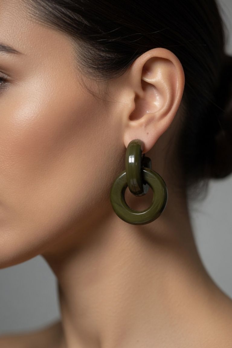 Pendientes Doble Aro Verde