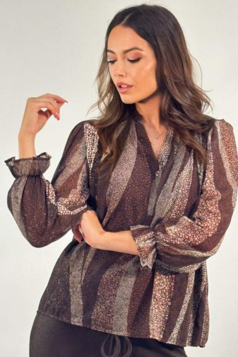 Blusa de Gasa Estampado Puntos