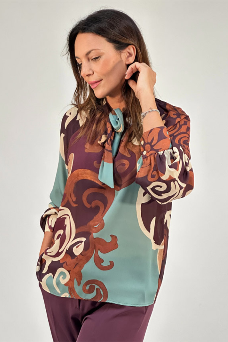 Blusa Estampada Detalle Lazo