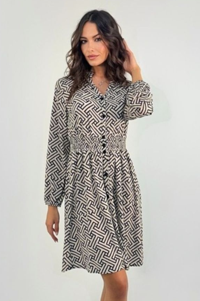Vestido Corto Estampado Geométrico