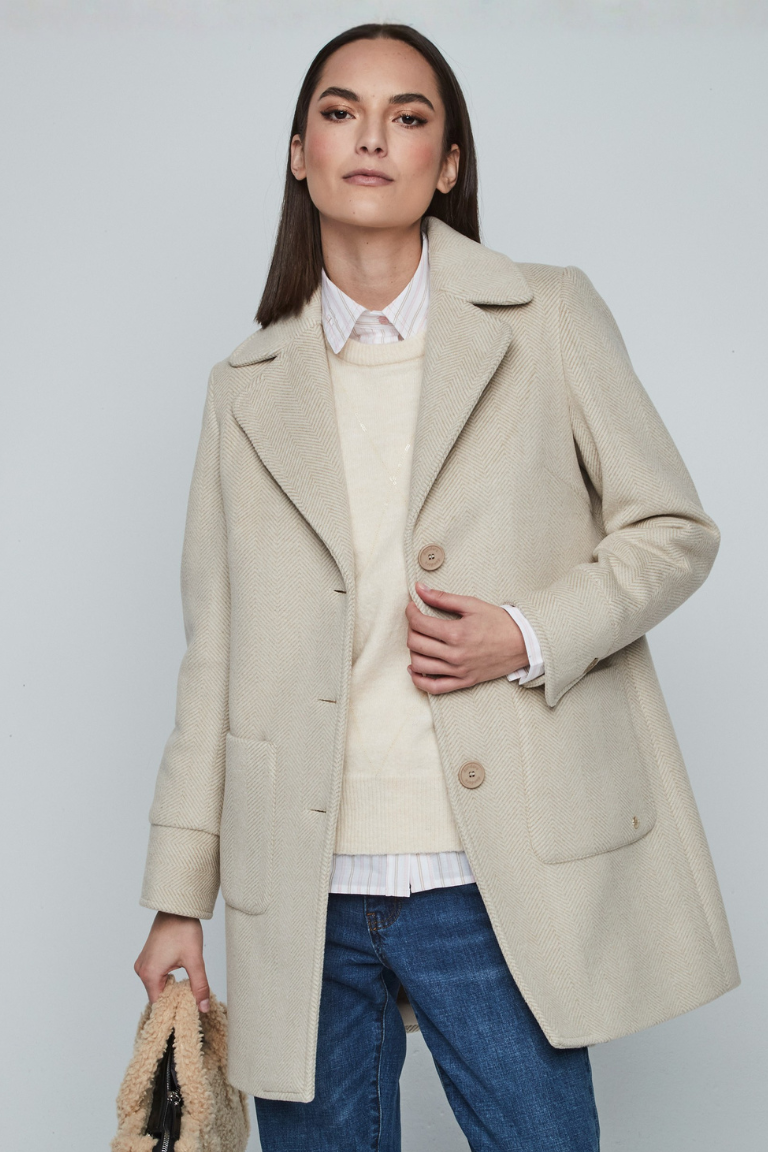 Abrigo Sastre Estampado Espiga Beig