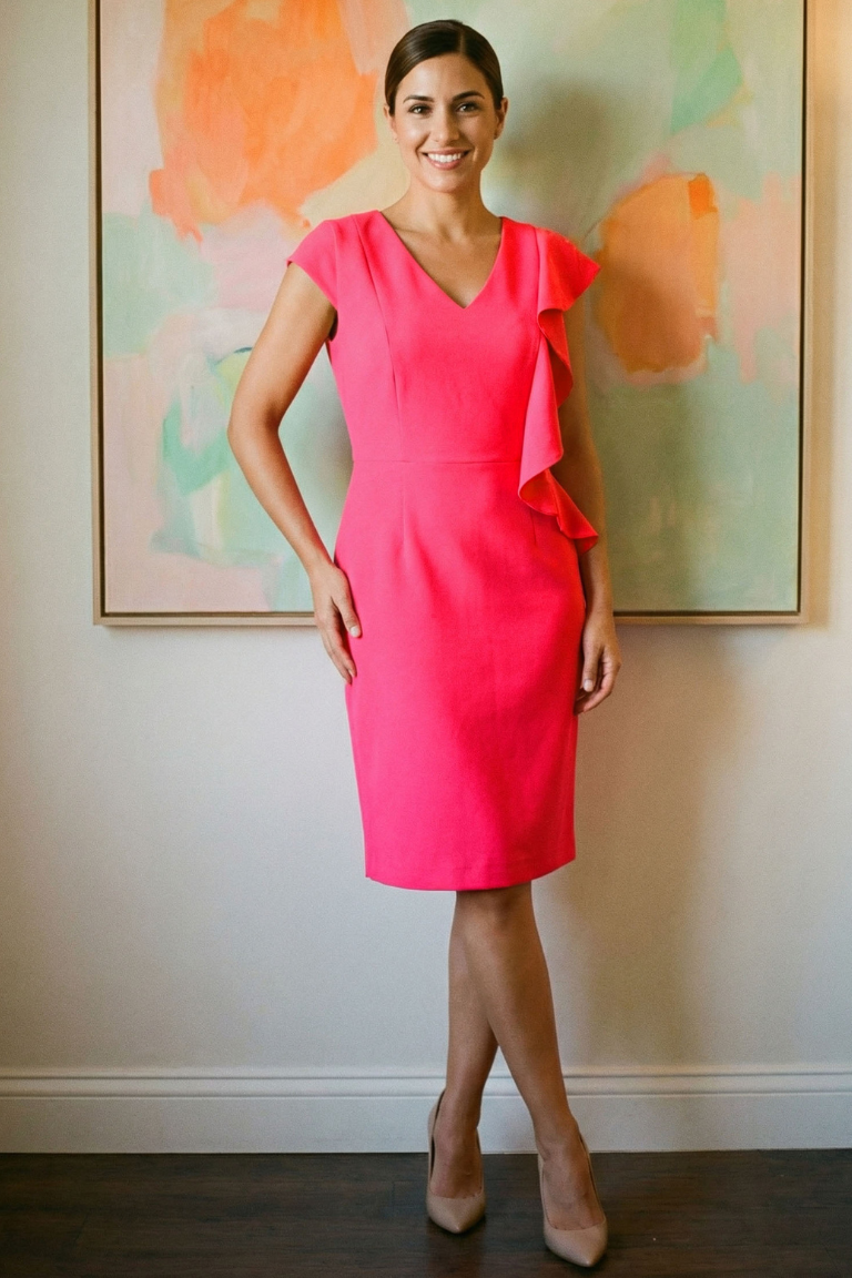 Vestido Corto Detalle Volante