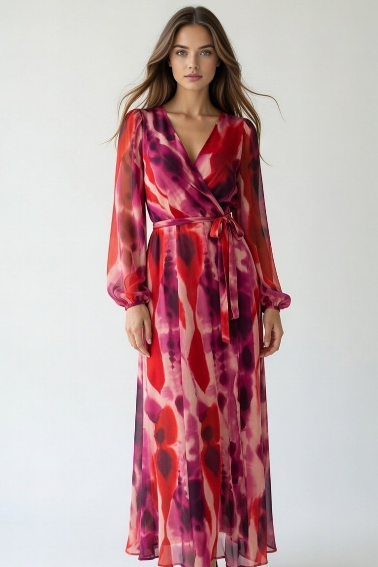 Vestido Largo Gasa Estampado