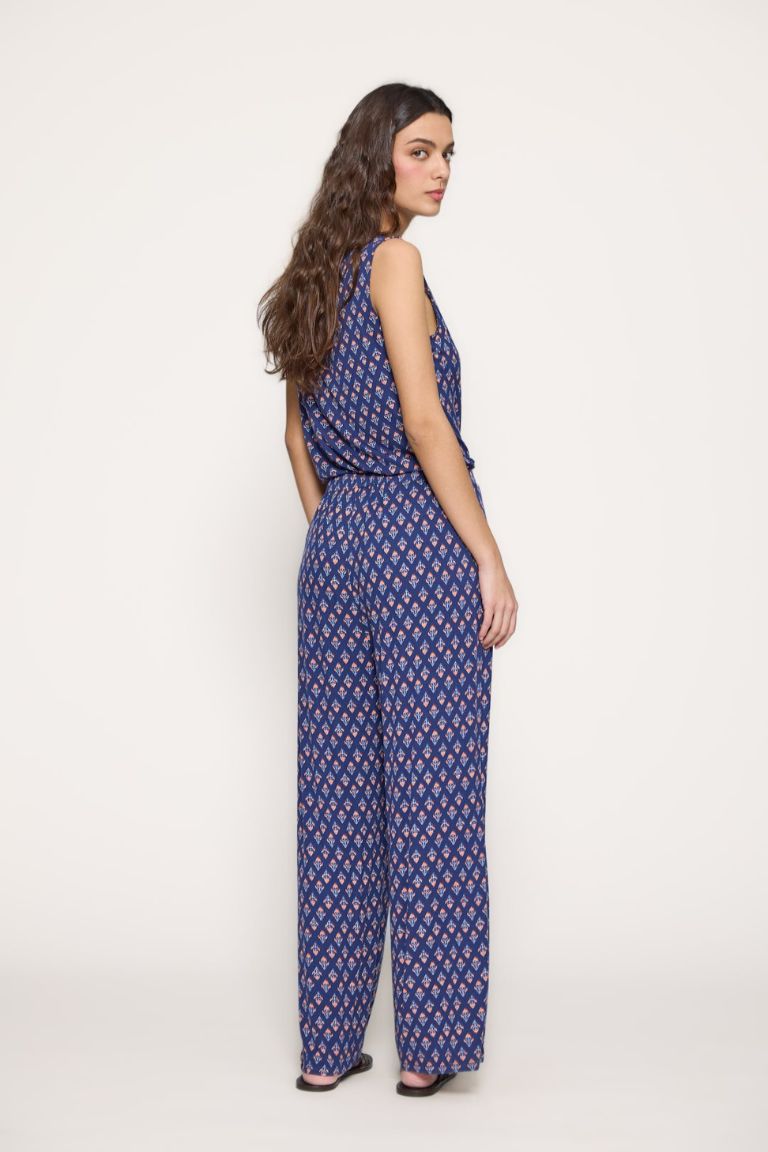 Pantalón Azul Estampado Geométrico - Imagen 2