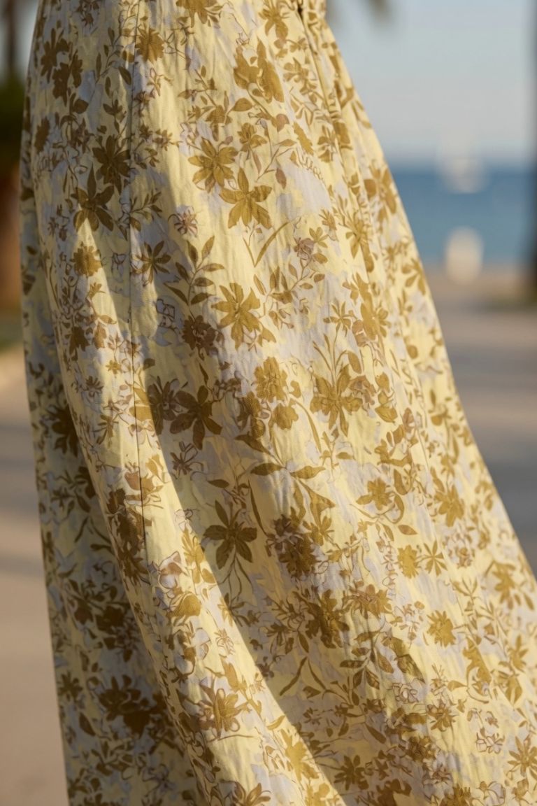 Vestido Estampado Floral Mostaza - Imagen 3
