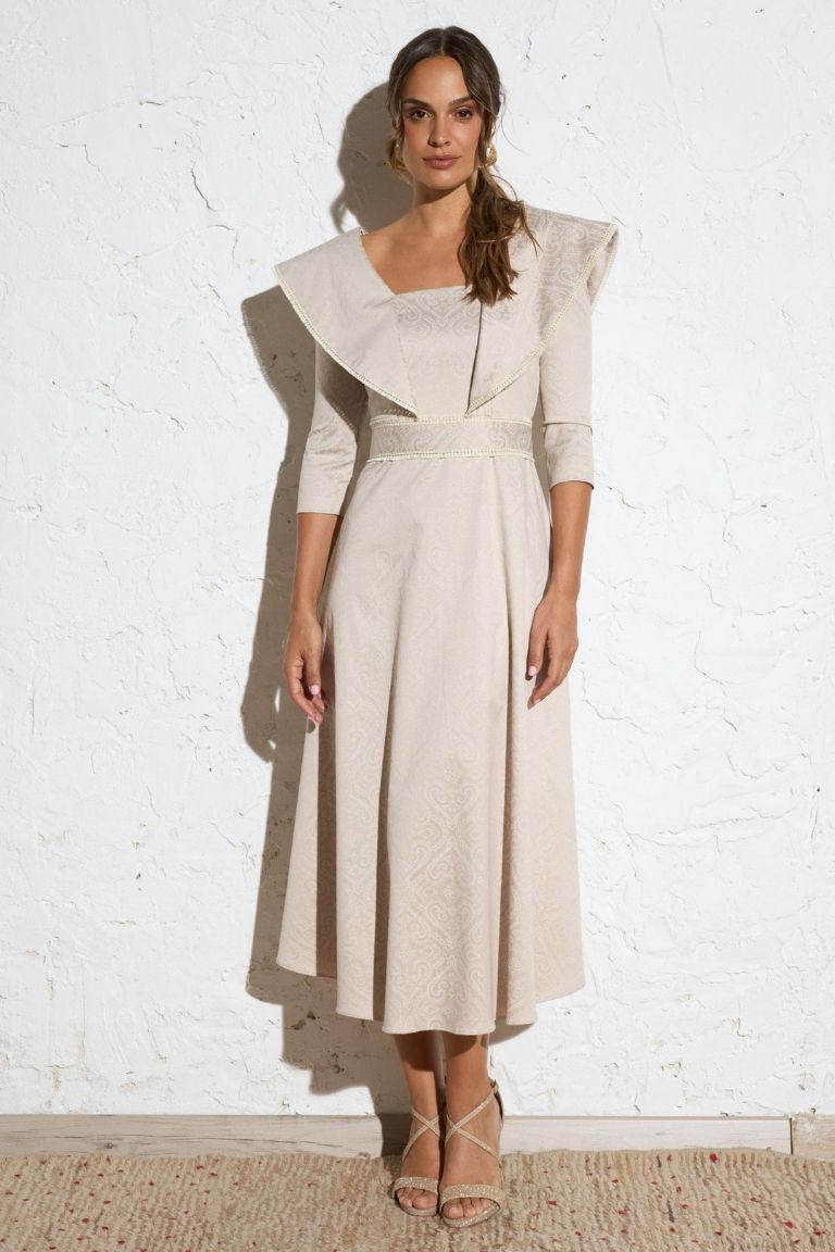 Vestido Midi Estampado Detalle Volantes