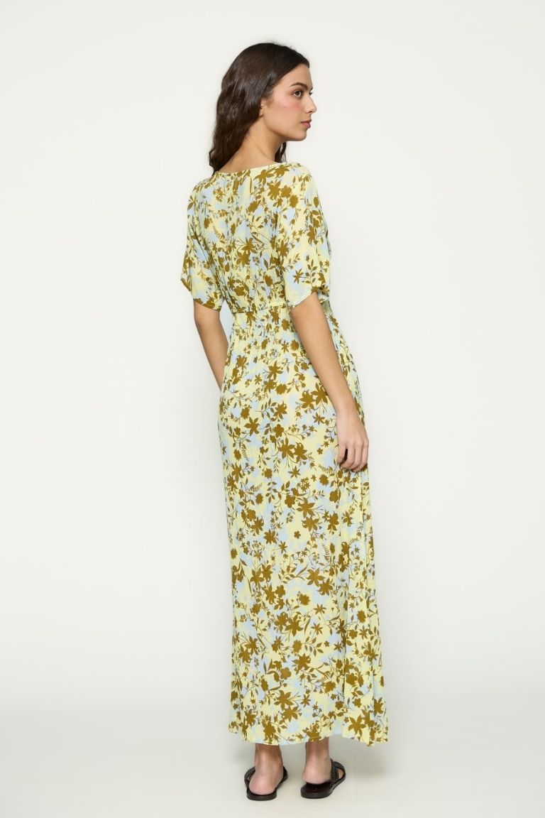 Vestido Estampado Floral Mostaza - Imagen 2