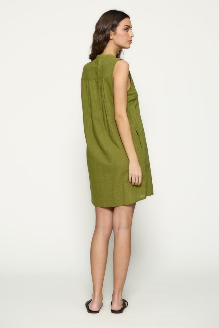 Vestido Bordado Verde Oliva - Imagen 2