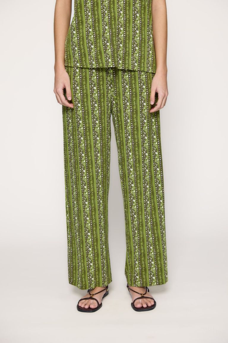 Pantalón Verde Estampado Floral - Imagen 2