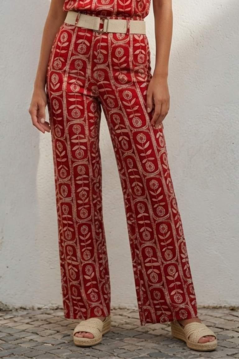 Pantalón Estampado Geométrico Flores - Imagen 3