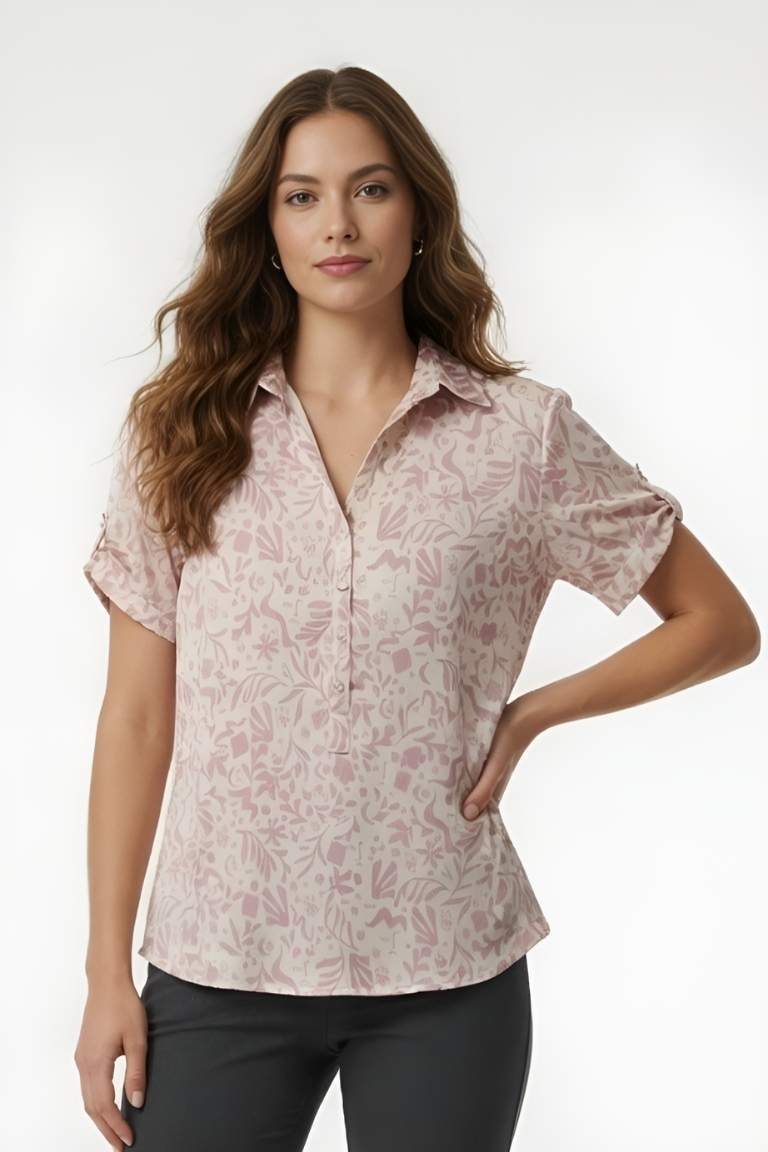 Camisa Manga Corta Estampado Botánico