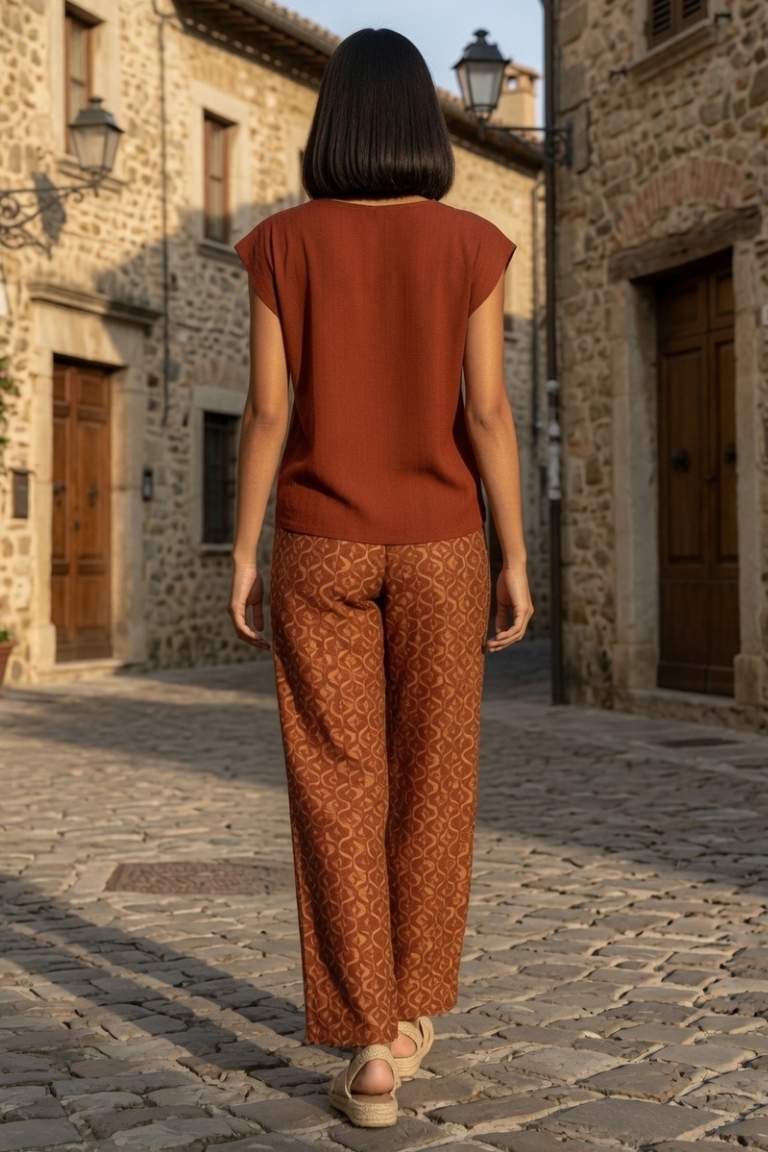 Pantalón Estampado Mostaza - Imagen 2