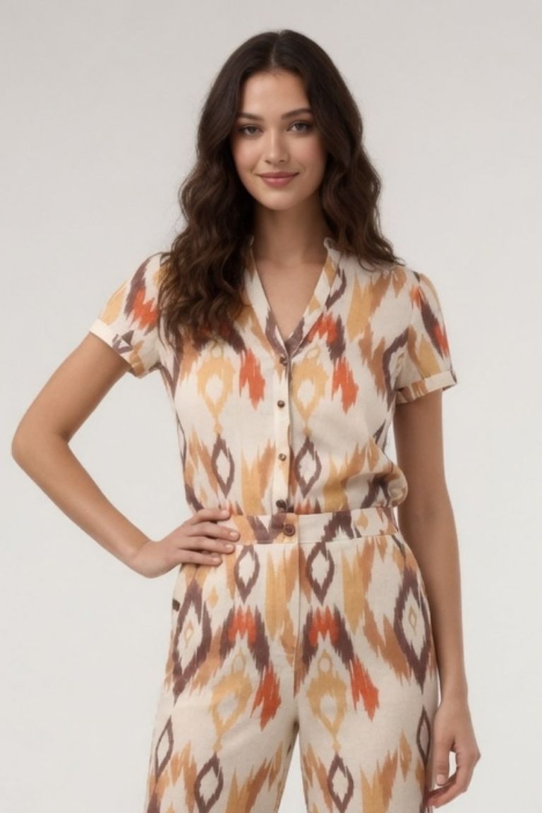 Blusa Manga Corta Étnica