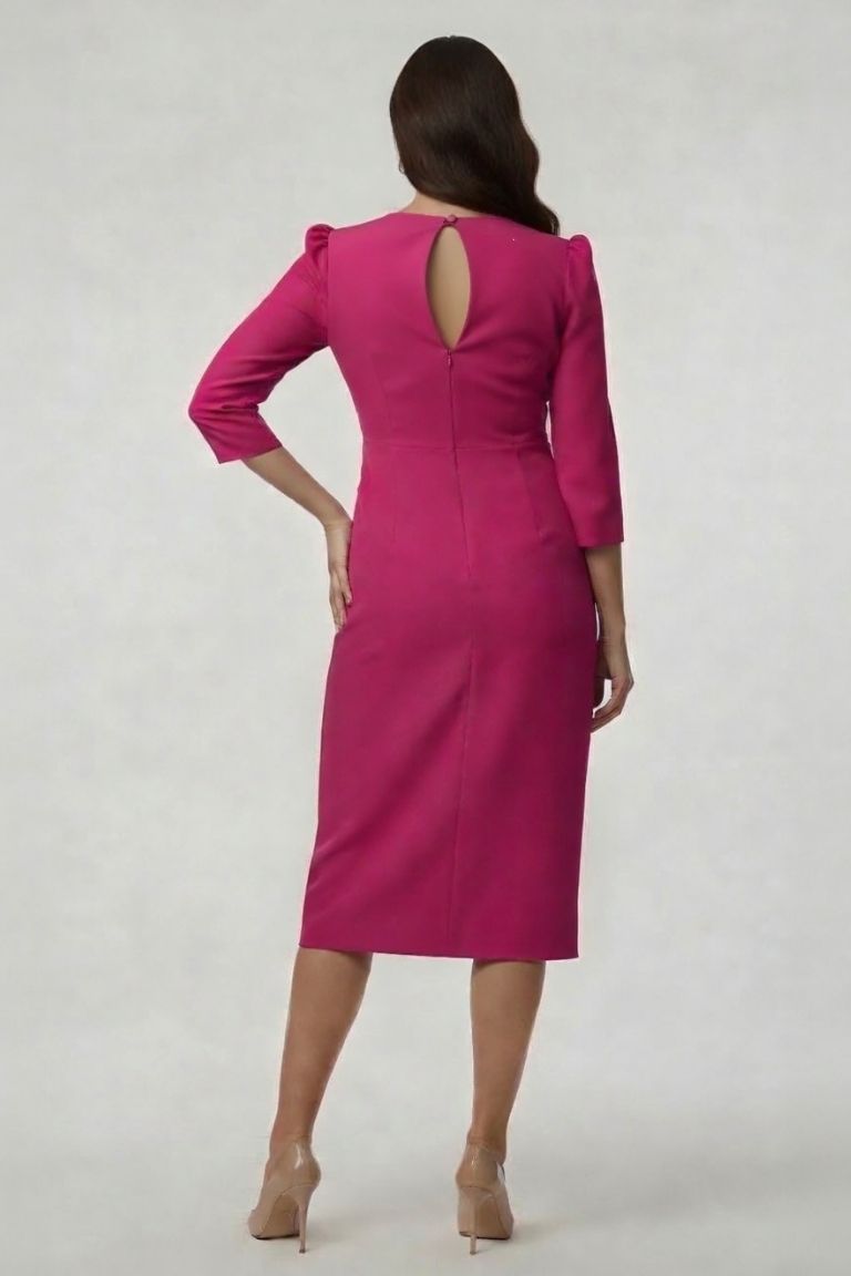 Vestido Midi Escote Flor - Imagen 2