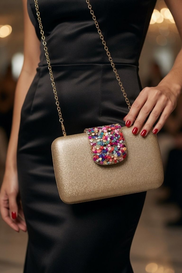 Bolso Dorado Pedrería