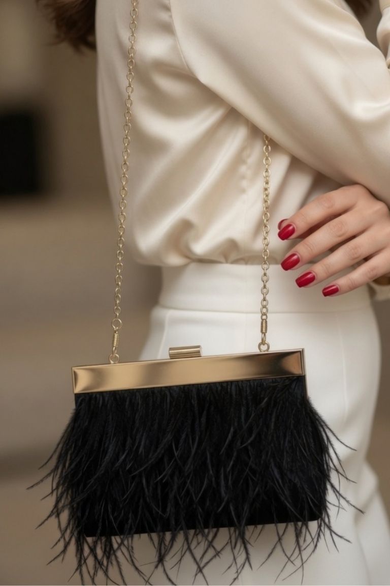 Bolso Plumas Negro