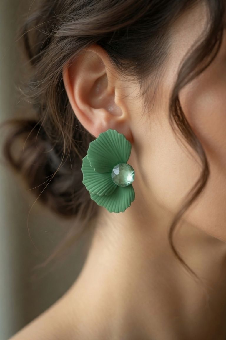 Pendientes Flor Plisada Cristal