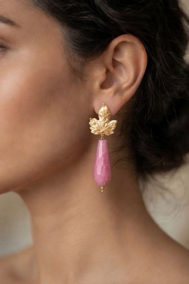 Pendientes Rosa Hoja