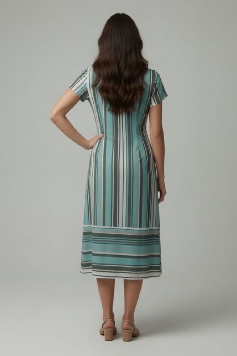 Vestido Midi Estampado Rayado - Imagen 2