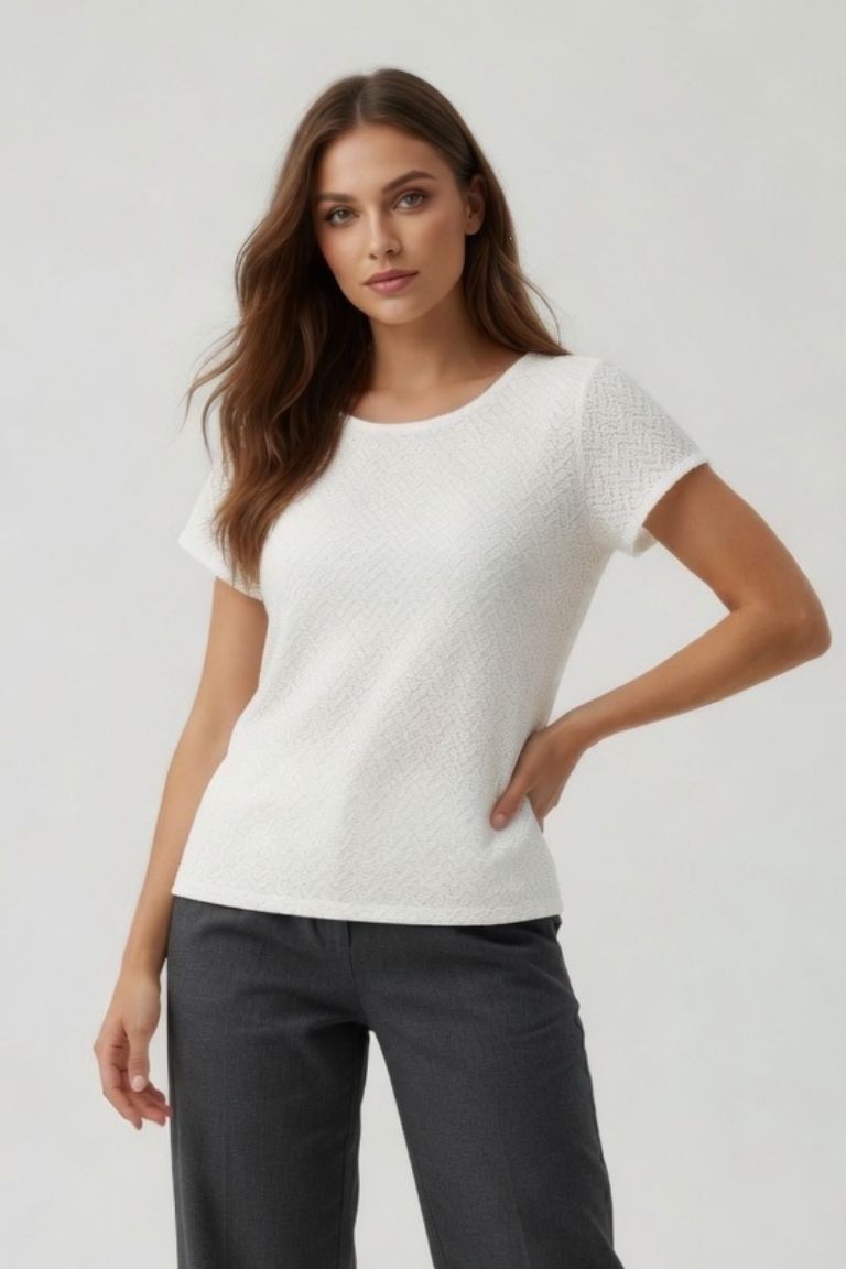 Blusa Texturizada Manga Corta