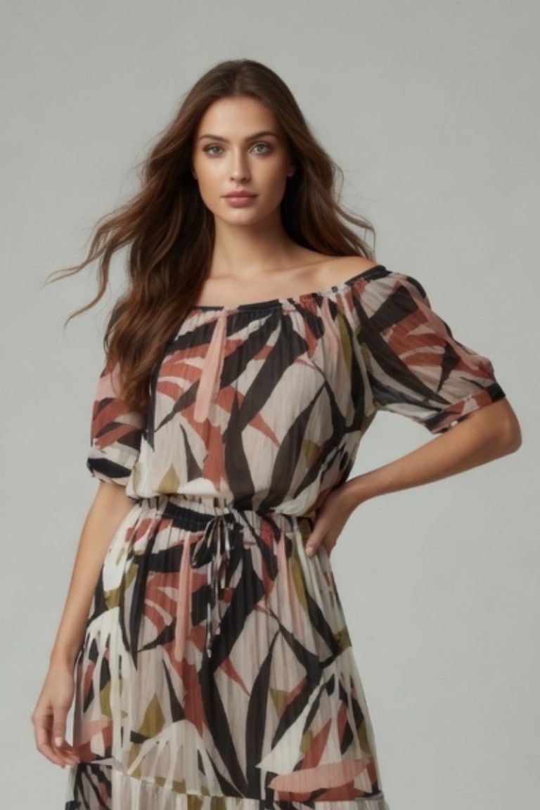 Blusa Estampada Detalle Mangas