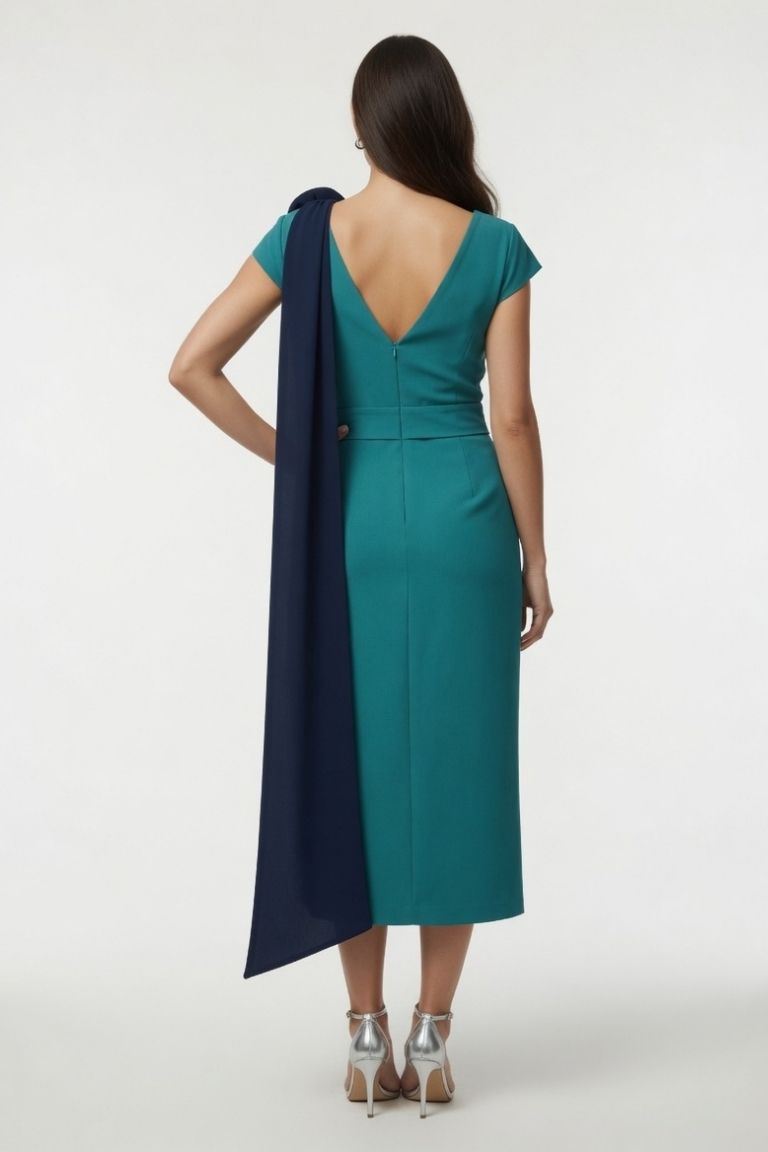 Vestido Midi Bicolor Flor - Imagen 2
