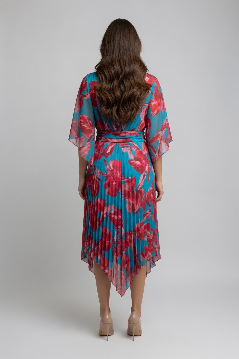 Vestido Midi Estampado Plisado Cruzado - Imagen 2