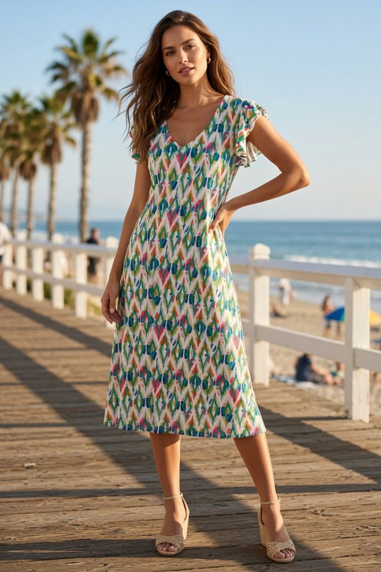Vestido Midi Estampado de Punto