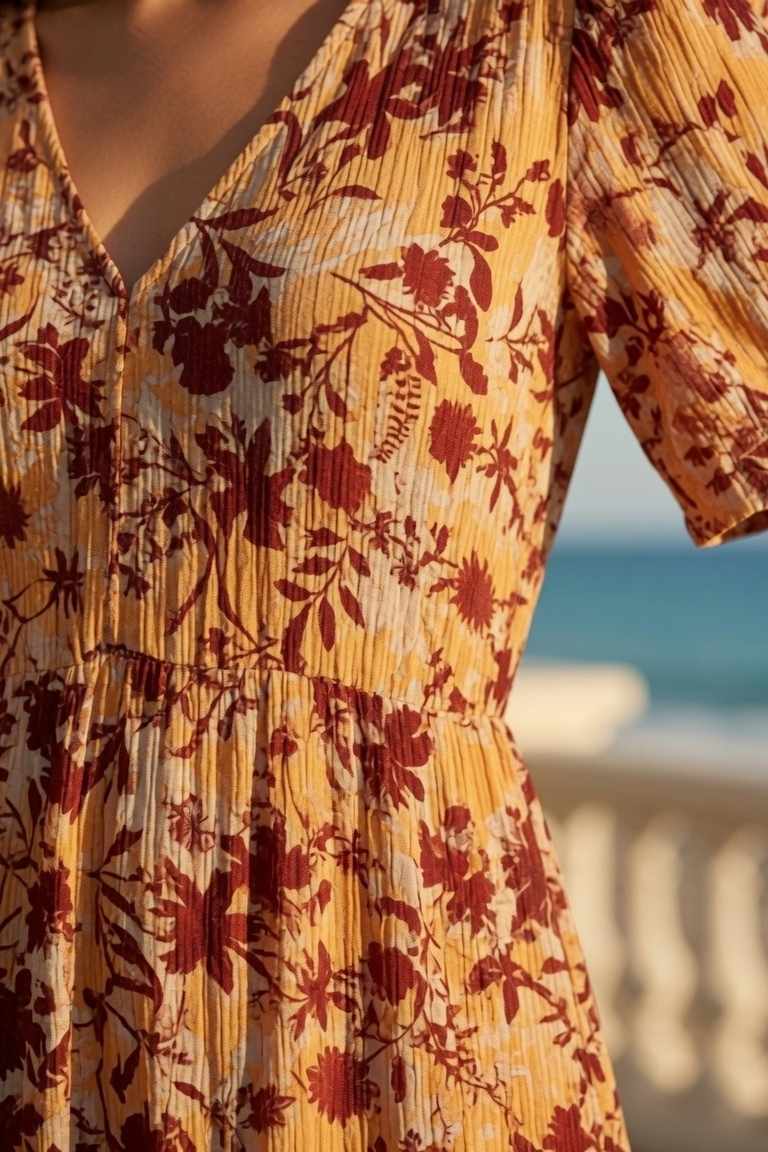 Vestido Estampado Floral Naranja - Imagen 3