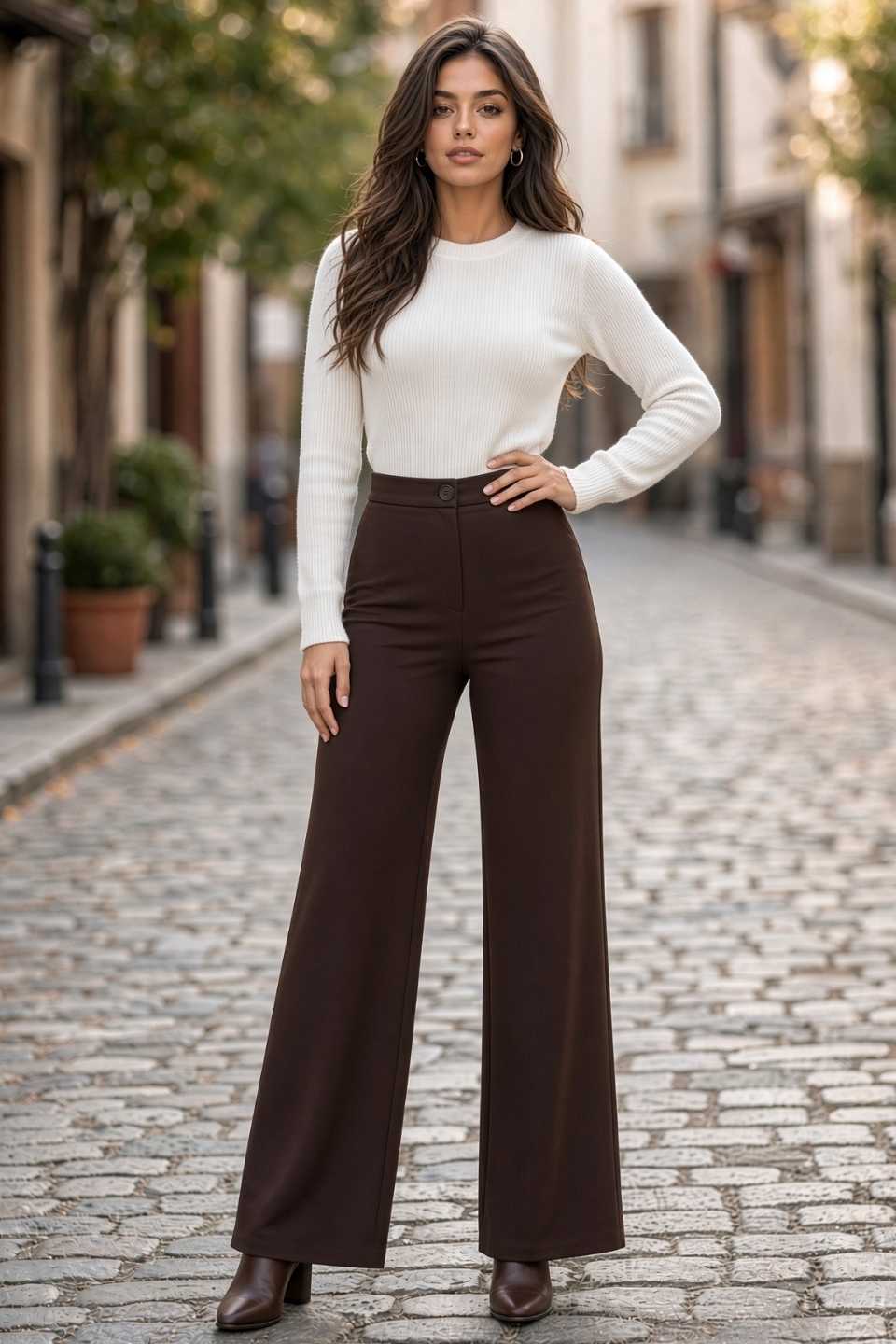 Pantalón de Vestir Marrón Chocolate