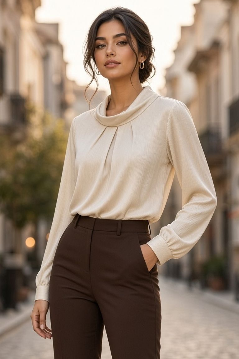 Blusa Cuello Buzo Beige