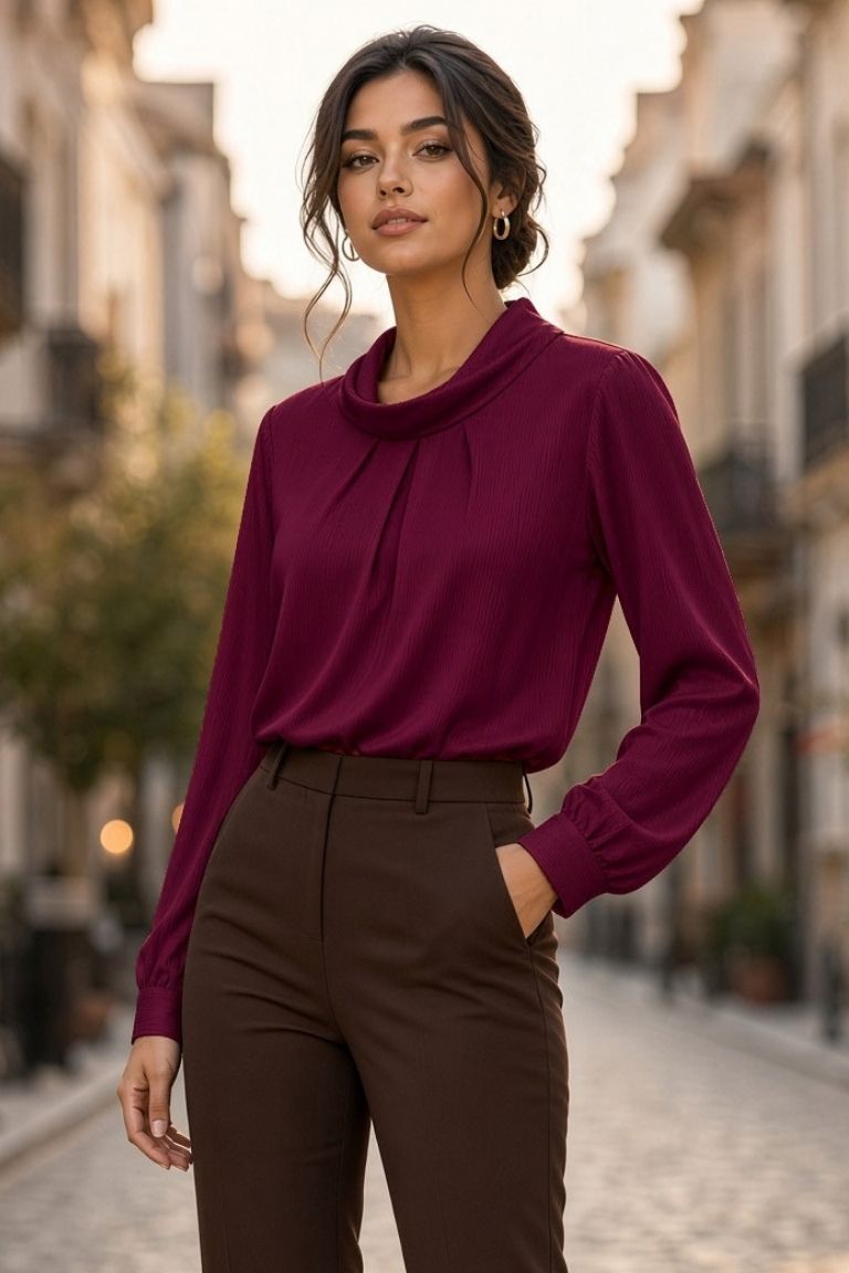Blusa Cuello Buzo Granate