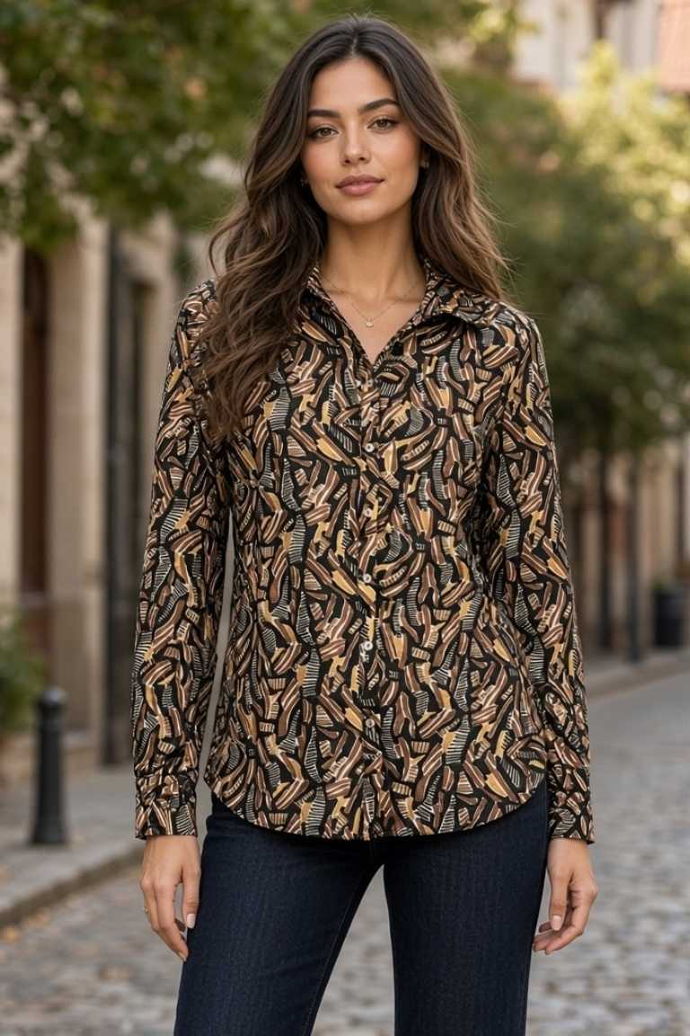 Blusa Camisera Estampado Rayismo