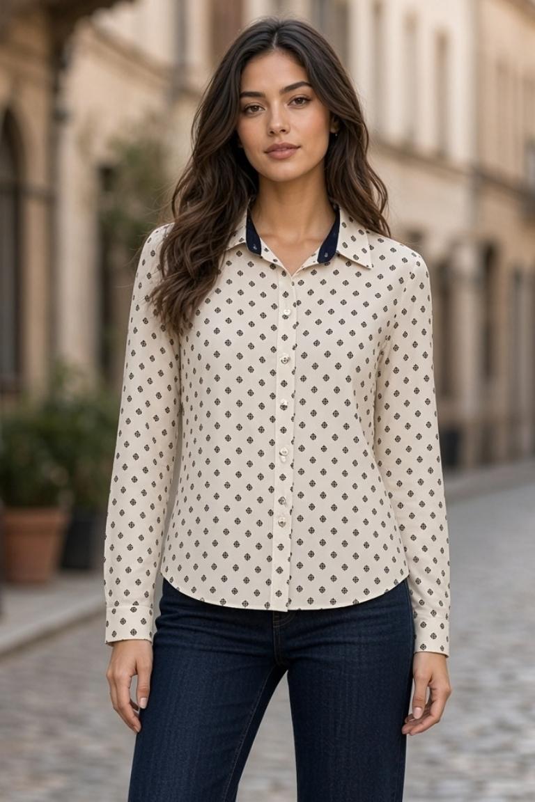 Blusa Camisera Estampado All Over