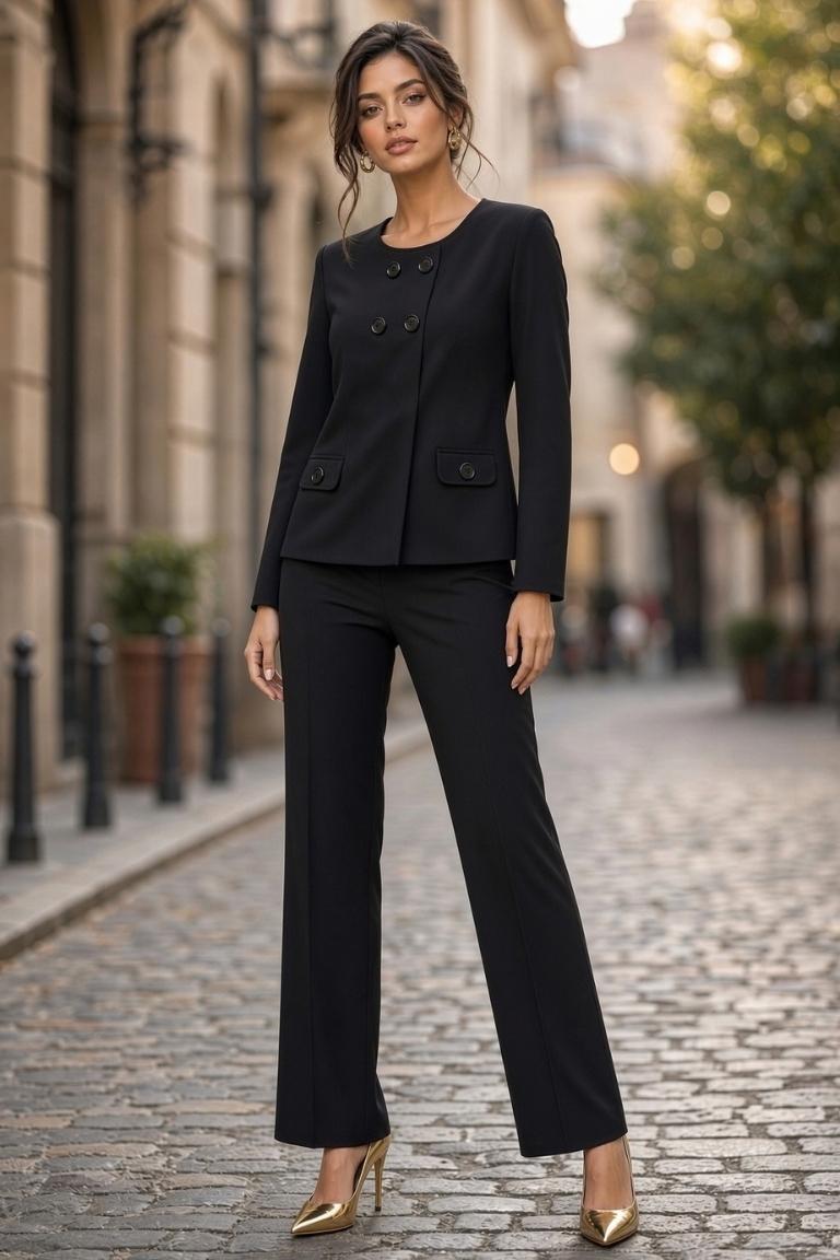 Conjunto de Crepe Detalle Botones