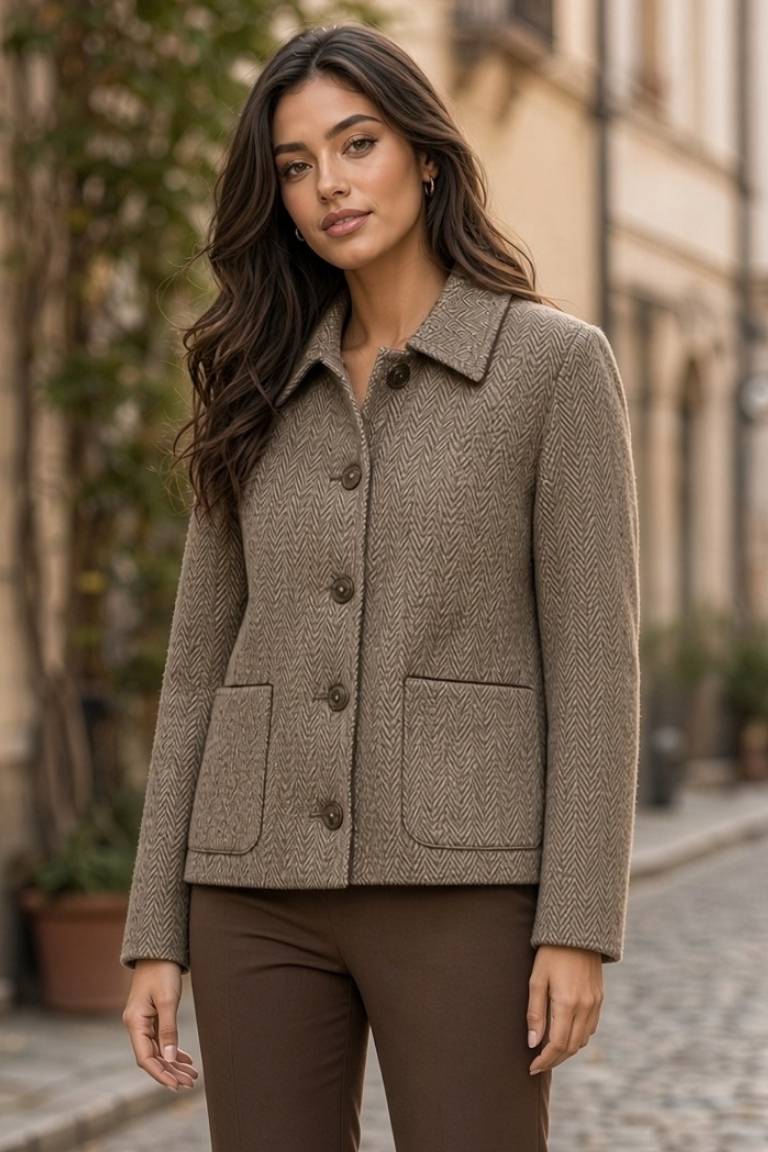 Chaqueta Antelina Estampado Espiga
