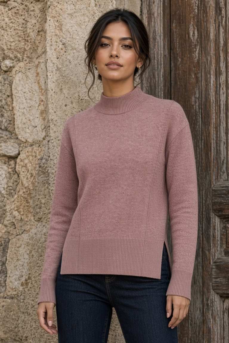 Jersey de Punto Gaspeado Rosa Empolvado